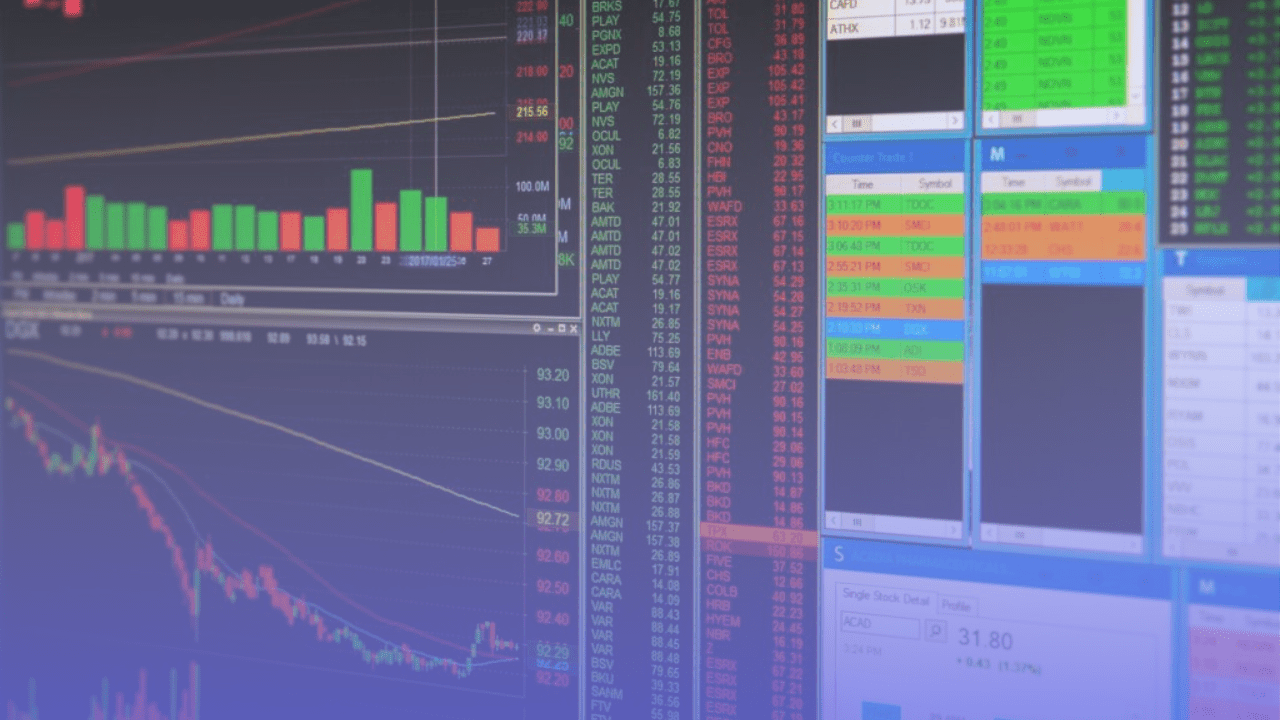 Stock market or forex trading strategies graph and chart for financial investment on monitor screen.